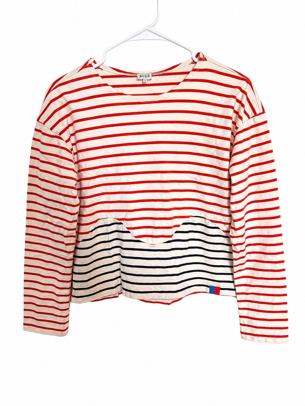 KULE WaveMade Stripe LS Tee red navy  white stripe women’s xs